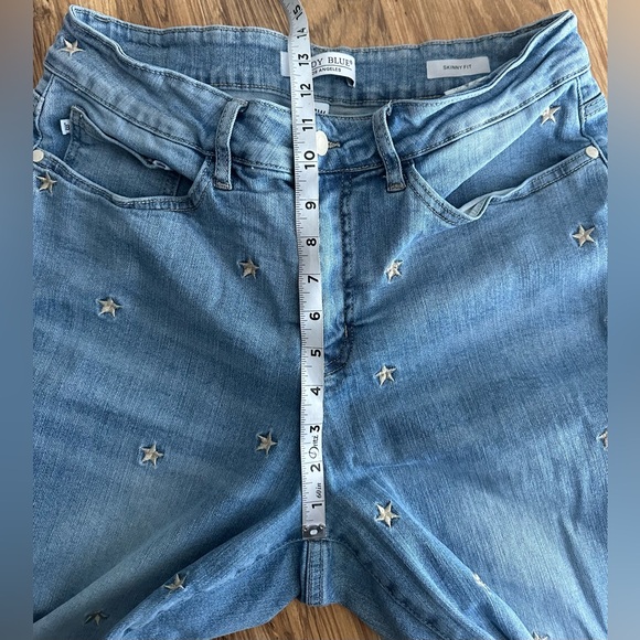 Judy Blue Stars Embroidered Jeans High Rise Stretch Skinny Light Blue 14W - Picture 11 of 13
